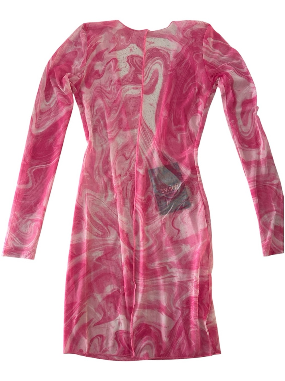 naked wardrobe Pink Marble Long Sleeve Swim Coverup